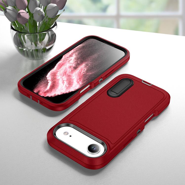 For iPhone Air Rugged PC + Silicone Phone Case with Holder(Red+Black) - iPhone Air Cases by buy2fix | Online Shopping UK | buy2fix