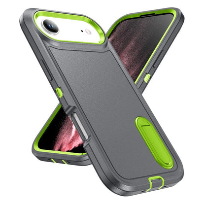 For iPhone Air Rugged PC + Silicone Phone Case with Holder(Grey+Fresh Green) - iPhone Air Cases by buy2fix | Online Shopping UK | buy2fix
