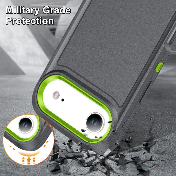 For iPhone Air Rugged PC + Silicone Phone Case with Holder(Grey+Fresh Green) - iPhone Air Cases by buy2fix | Online Shopping UK | buy2fix