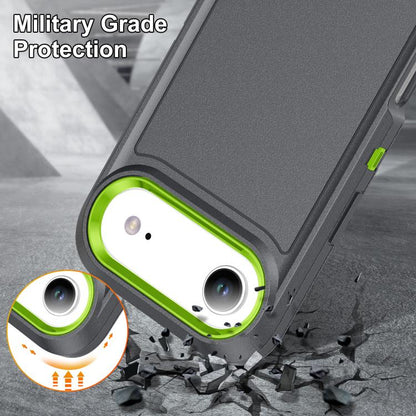 For iPhone Air Rugged PC + Silicone Phone Case with Holder(Grey+Fresh Green) - iPhone Air Cases by buy2fix | Online Shopping UK | buy2fix