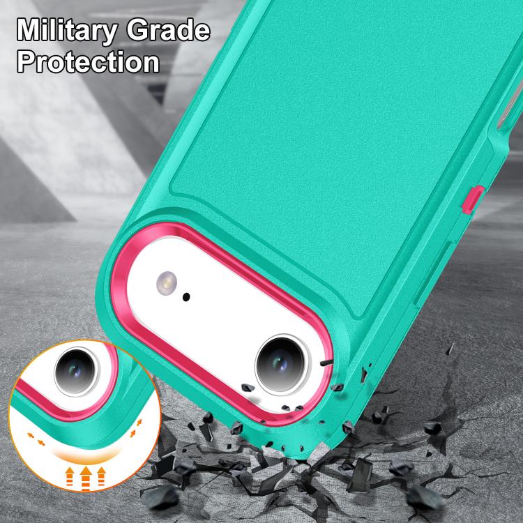 For iPhone Air Rugged PC + Silicone Phone Case with Holder(Light Green+Rose Red) - iPhone Air Cases by buy2fix | Online Shopping UK | buy2fix