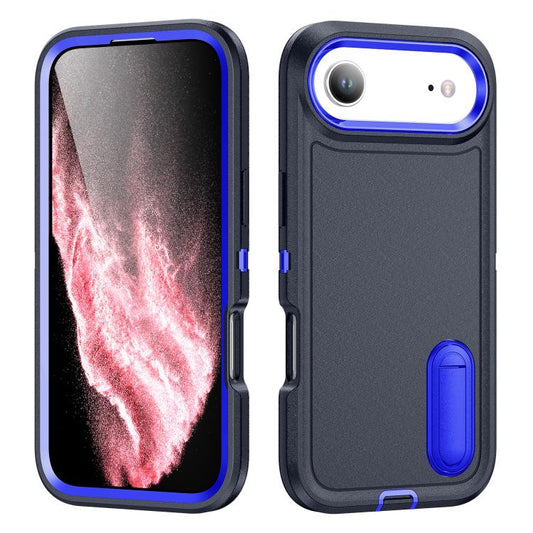 For iPhone Air Rugged PC + Silicone Phone Case with Holder(Dark Blue+Royal Blue) - iPhone Air Cases by buy2fix | Online Shopping UK | buy2fix
