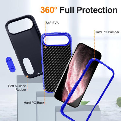 For iPhone Air Rugged PC + Silicone Phone Case with Holder(Dark Blue+Royal Blue) - iPhone Air Cases by buy2fix | Online Shopping UK | buy2fix