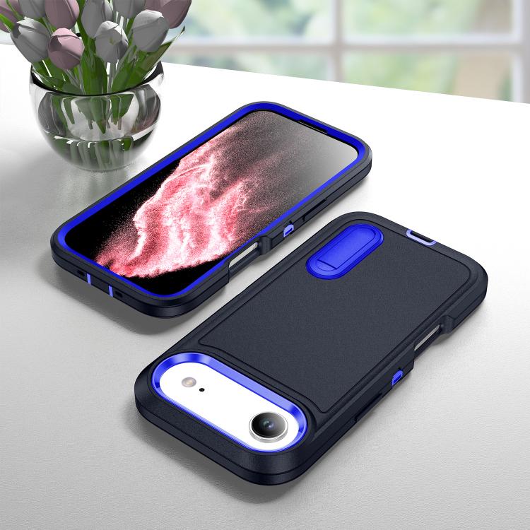 For iPhone Air Rugged PC + Silicone Phone Case with Holder(Dark Blue+Royal Blue) - iPhone Air Cases by buy2fix | Online Shopping UK | buy2fix