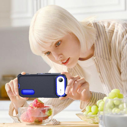 For iPhone Air Rugged PC + Silicone Phone Case with Holder(Dark Blue+Royal Blue) - iPhone Air Cases by buy2fix | Online Shopping UK | buy2fix