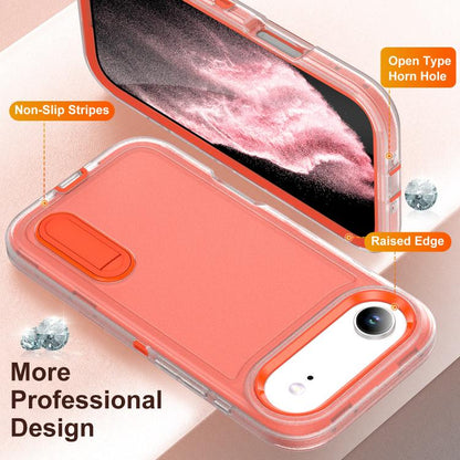 For iPhone Air Rugged PC + Silicone Phone Case with Holder(Transparent+Orange) - iPhone Air Cases by buy2fix | Online Shopping UK | buy2fix
