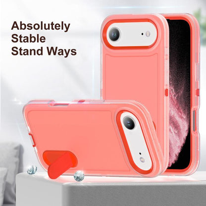 For iPhone Air Rugged PC + Silicone Phone Case with Holder(Transparent+Orange) - iPhone Air Cases by buy2fix | Online Shopping UK | buy2fix