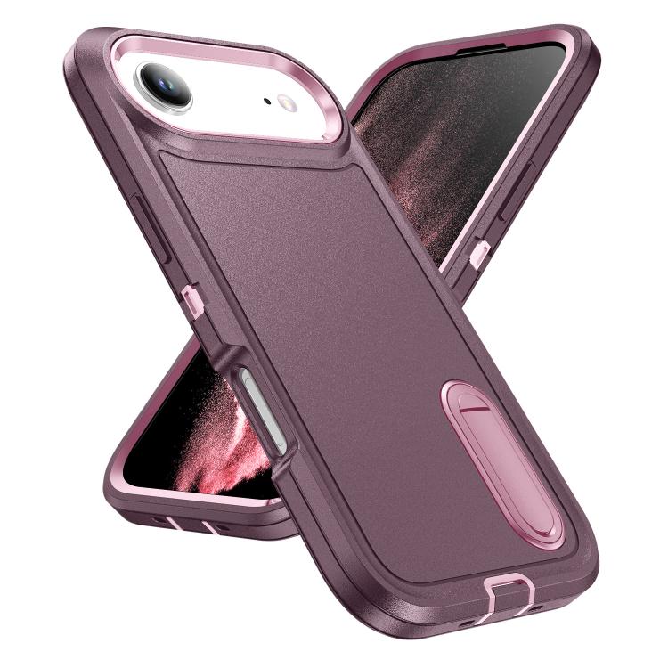 For iPhone Air Rugged PC + Silicone Phone Case with Holder(Purple+Pink) - iPhone Air Cases by buy2fix | Online Shopping UK | buy2fix