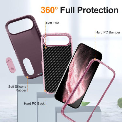 For iPhone Air Rugged PC + Silicone Phone Case with Holder(Purple+Pink) - iPhone Air Cases by buy2fix | Online Shopping UK | buy2fix