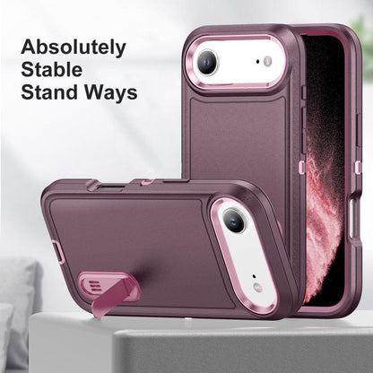 For iPhone Air Rugged PC + Silicone Phone Case with Holder(Purple+Pink) - iPhone Air Cases by buy2fix | Online Shopping UK | buy2fix
