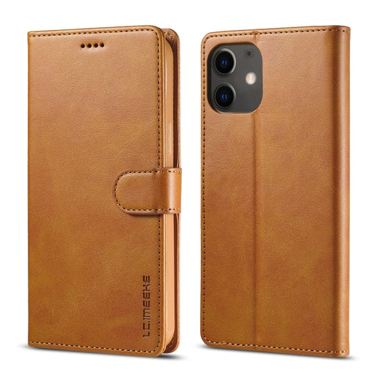 For iPhone 12 / 12 Pro LC.IMEEKE Calf Texture Horizontal Flip Leather Case with Holder & Card Slots & Wallet(Yellow)