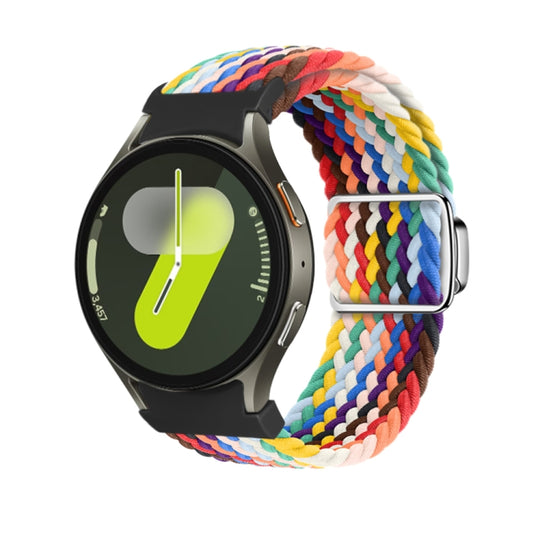 For Samsung Galaxy Watch 7 / 6 / 5 / 4 Nylon Loop Magnetic Buckle Watch Band(Official Rainbow)