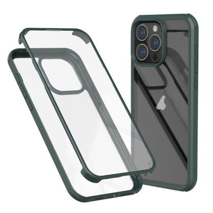 For iPhone 16 Pro Max Double-sided Plastic Glass Phone Protective Case(Dark Green) by buy2fix