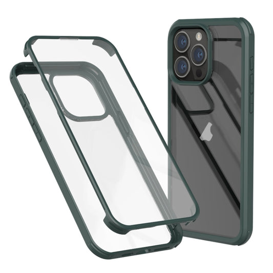 For iPhone 16 Pro Max Double-sided Plastic Glass Phone Protective Case(Dark Green) by buy2fix