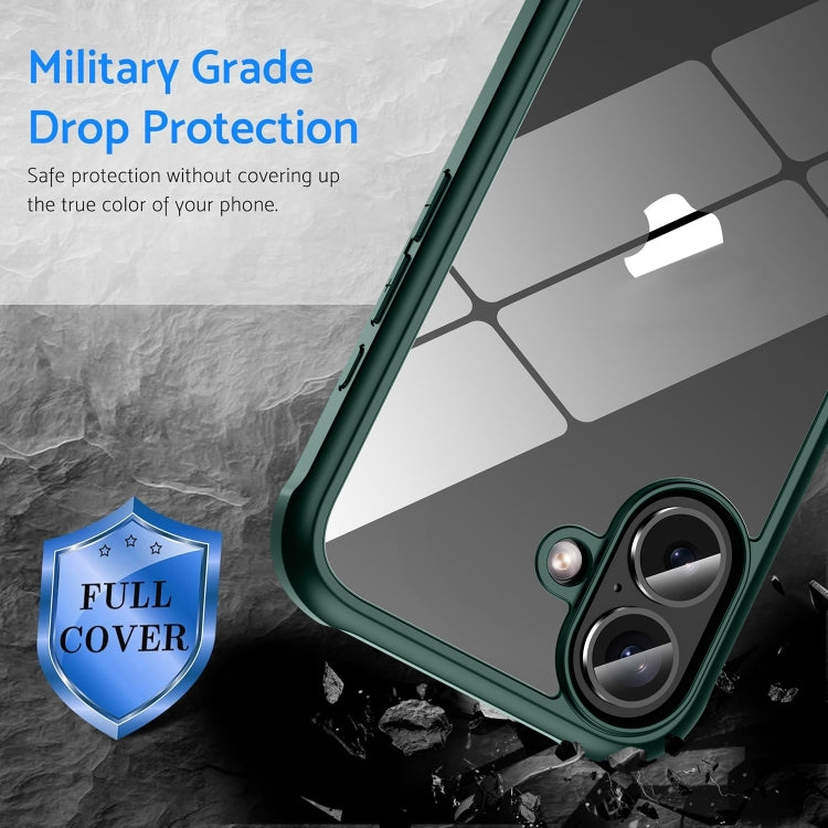 For iPhone 16 Pro Max Double-sided Plastic Glass Phone Protective Case(Dark Green) by buy2fix