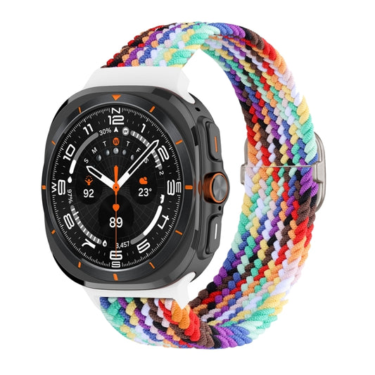 For Samsung Galaxy Watch Ultra 47mm / Ultra 2025 Slide Buckle Nylon Braided Watch Band(Official Rainbow) - Watch Bands by buy2fix | Online Shopping UK | buy2fix