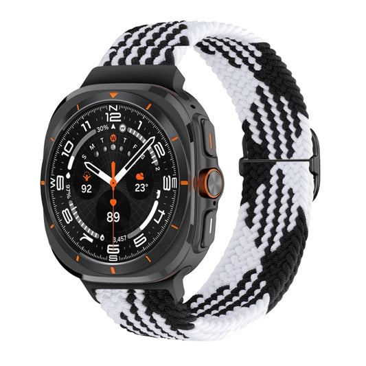 For Samsung Galaxy Watch Ultra 47mm / Ultra 2025 Slide Buckle Nylon Braided Watch Band(Black White) - Watch Bands by buy2fix | Online Shopping UK | buy2fix