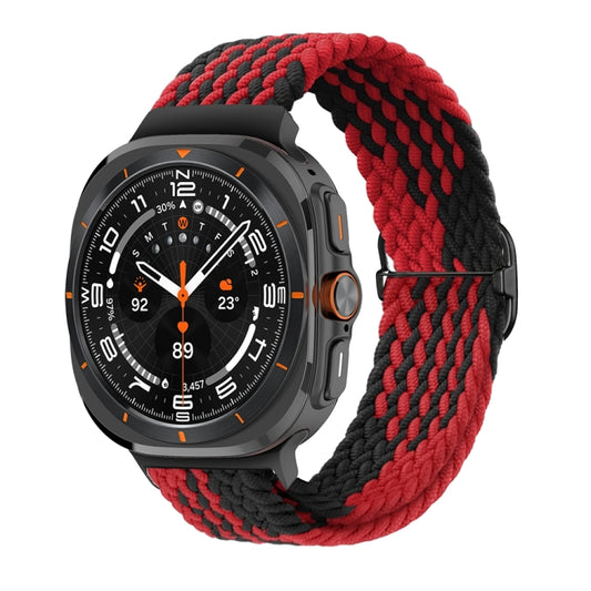 For Samsung Galaxy Watch Ultra 47mm / Ultra 2025 Slide Buckle Nylon Braided Watch Band(Red Black) - Watch Bands by buy2fix | Online Shopping UK | buy2fix