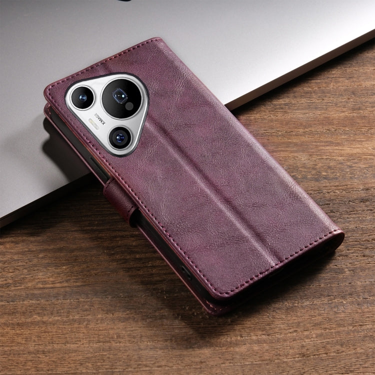 For Huawei Pura 70 Ultra N.BEKUS CSJ-P1 Solid Color Leather Phone Case(Wine Red) - Huawei Cases by N.BEKUS | Online Shopping UK | buy2fix