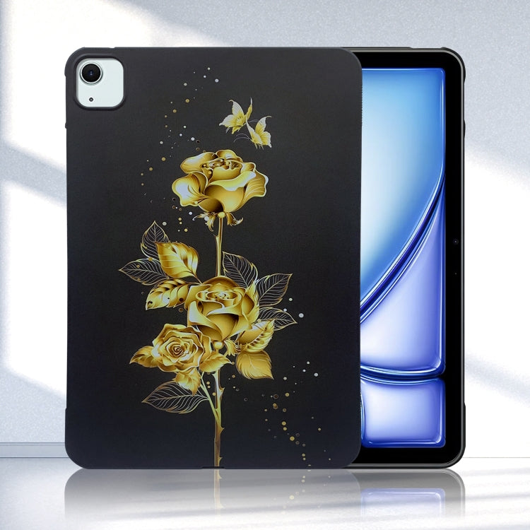 For iPad Air 11 2025 / 2024 Color Painting Pattern Smart Tablet TPU Case(Golden Rose) - iPad Air 11 2025 / 2024 Cases by buy2fix | Online Shopping UK | buy2fix