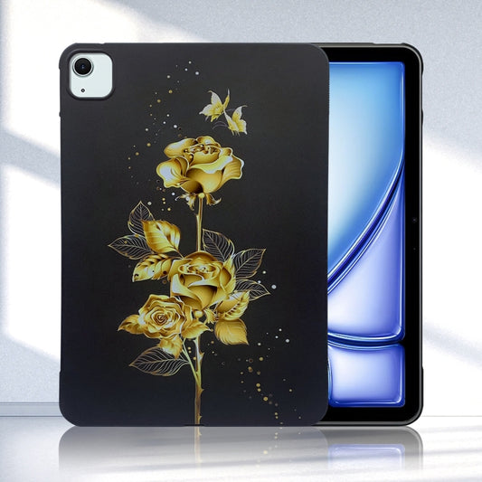 For iPad Air 11 2025 / 2024 Color Painting Pattern Smart Tablet TPU Case(Golden Rose) - iPad Air 11 2025 / 2024 Cases by buy2fix | Online Shopping UK | buy2fix