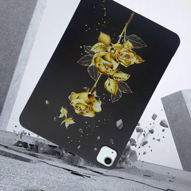For iPad Air 11 2025 / 2024 Color Painting Pattern Smart Tablet TPU Case(Golden Rose) - iPad Air 11 2025 / 2024 Cases by buy2fix | Online Shopping UK | buy2fix