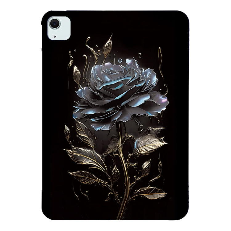 For iPad Air 11 2025 / 2024 Color Painting Pattern Smart Tablet TPU Case(Black Rose) - iPad Air 11 2025 / 2024 Cases by buy2fix | Online Shopping UK | buy2fix
