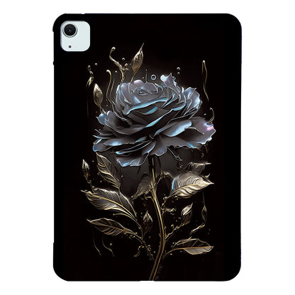 For iPad Air 11 2025 / 2024 Color Painting Pattern Smart Tablet TPU Case(Black Rose) - iPad Air 11 2025 / 2024 Cases by buy2fix | Online Shopping UK | buy2fix