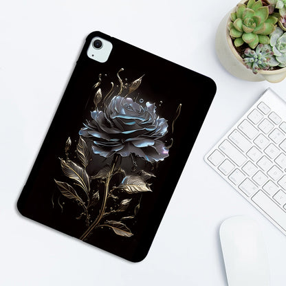 For iPad Air 11 2025 / 2024 Color Painting Pattern Smart Tablet TPU Case(Black Rose) - iPad Air 11 2025 / 2024 Cases by buy2fix | Online Shopping UK | buy2fix