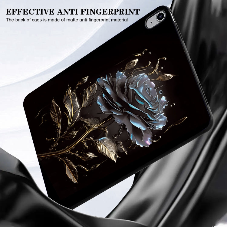For iPad Air 11 2025 / 2024 Color Painting Pattern Smart Tablet TPU Case(Black Rose) - iPad Air 11 2025 / 2024 Cases by buy2fix | Online Shopping UK | buy2fix