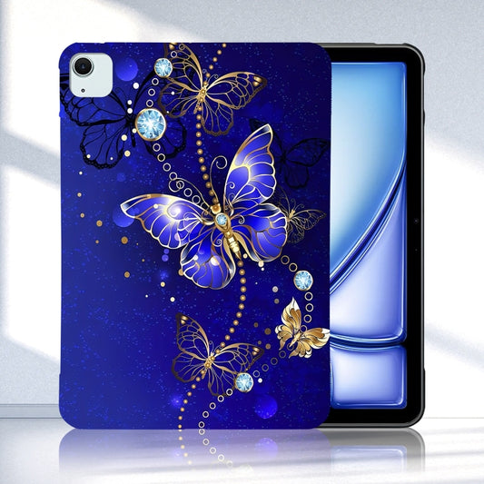 For iPad Air 13 2025 / 2024 Color Painting Pattern Smart Tablet TPU Case(Blue Butterfly) - iPad Air 13 2025 / 2024 Cases by buy2fix | Online Shopping UK | buy2fix