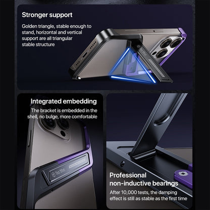 For iPhone 14 S-shaped Stand Frameless Metal Phone Case(Grey) by buy2fix