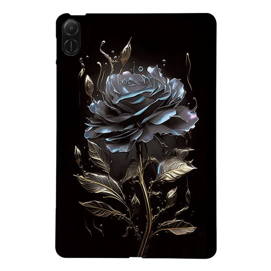 For Honor Pad X8a Color Painting Pattern Smart Tablet TPU Case(Black Rose)