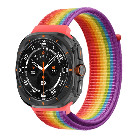 For Samsung Galaxy Watch Ultra 47mm / Ultra 2025 Plastic Connector Nylon Loop Watch Band(Rainbow) - Watch Bands by buy2fix | Online Shopping UK | buy2fix