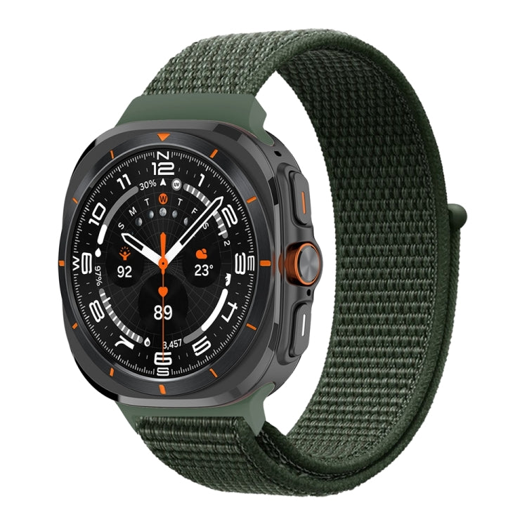 For Samsung Galaxy Watch Ultra 47mm / Ultra 2025 Plastic Connector Nylon Loop Watch Band(Army Green) - Watch Bands by buy2fix | Online Shopping UK | buy2fix