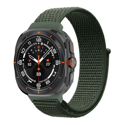 For Samsung Galaxy Watch Ultra 47mm / Ultra 2025 Plastic Connector Nylon Loop Watch Band(Army Green) - Watch Bands by buy2fix | Online Shopping UK | buy2fix