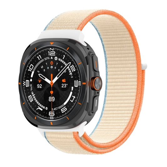 For Samsung Galaxy Watch Ultra 47mm / Ultra 2025 Plastic Connector Nylon Loop Watch Band(Milky White) - Watch Bands by buy2fix | Online Shopping UK | buy2fix