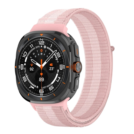 For Samsung Galaxy Watch Ultra 47mm / Ultra 2025 Plastic Connector Nylon Loop Watch Band(Pink White Pink) - Watch Bands by buy2fix | Online Shopping UK | buy2fix