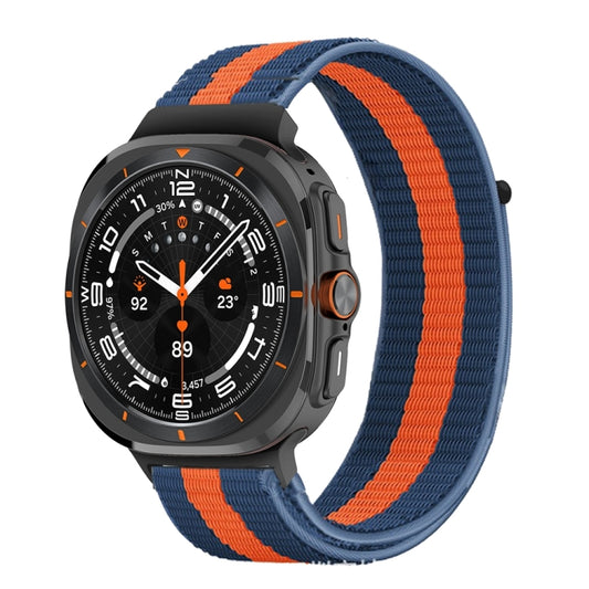 For Samsung Galaxy Watch Ultra 47mm / Ultra 2025 Plastic Connector Nylon Loop Watch Band(Blue Orange Blue) - Watch Bands by buy2fix | Online Shopping UK | buy2fix
