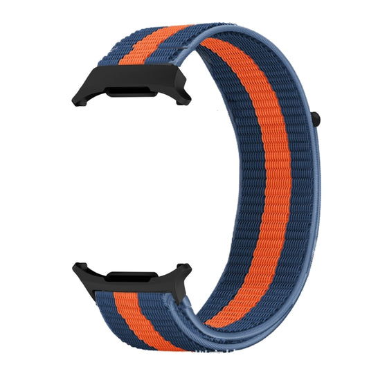 For Samsung Galaxy Watch Ultra 47mm / Ultra 2025 Plastic Connector Nylon Loop Watch Band(Blue Orange Blue) - Watch Bands by buy2fix | Online Shopping UK | buy2fix