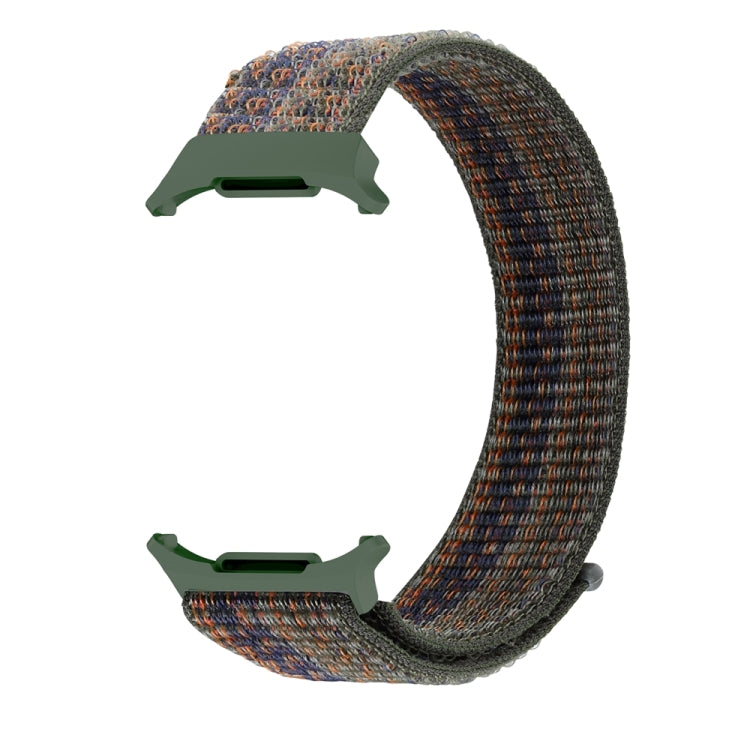 For Samsung Galaxy Watch Ultra 47mm / Ultra 2025 Plastic Connector Nylon Loop Watch Band(Dark Green Orange) - Watch Bands by buy2fix | Online Shopping UK | buy2fix