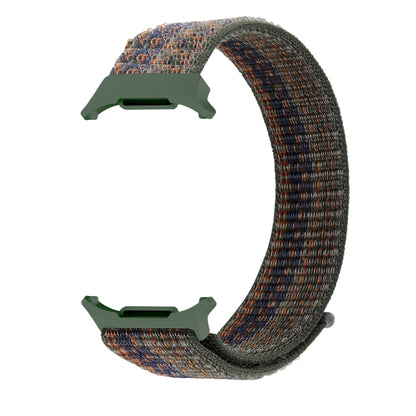 For Samsung Galaxy Watch Ultra 47mm / Ultra 2025 Plastic Connector Nylon Loop Watch Band(Dark Green Orange) - Watch Bands by buy2fix | Online Shopping UK | buy2fix