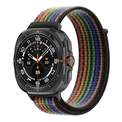 For Samsung Galaxy Watch Ultra 47mm / Ultra 2025 Plastic Connector Nylon Loop Watch Band(Black Rainbow) - Watch Bands by buy2fix | Online Shopping UK | buy2fix