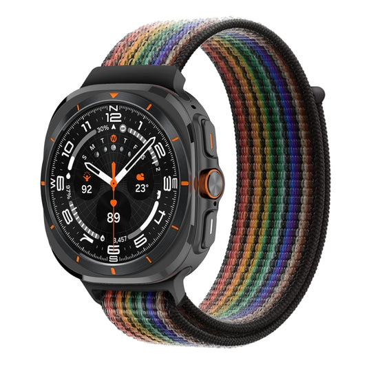 For Samsung Galaxy Watch Ultra 47mm / Ultra 2025 Plastic Connector Nylon Loop Watch Band(Black Rainbow) - Watch Bands by buy2fix | Online Shopping UK | buy2fix