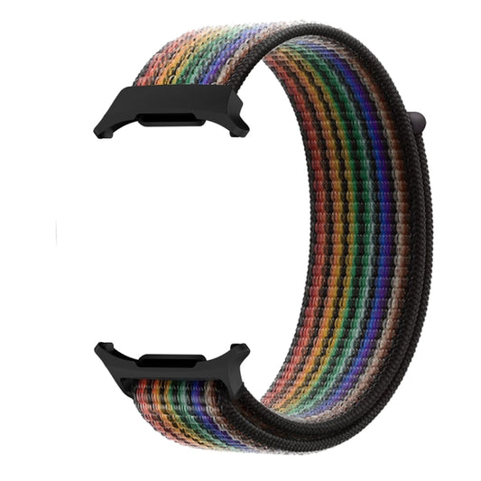 For Samsung Galaxy Watch Ultra 47mm / Ultra 2025 Plastic Connector Nylon Loop Watch Band(Black Rainbow) - Watch Bands by buy2fix | Online Shopping UK | buy2fix
