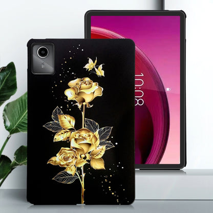 For Lenovo Tab M11 / Xiaoxin Pad 2024 Color Painting Pattern Smart Tablet TPU Case(Golden Rose) - Lenovo by buy2fix | Online Shopping UK | buy2fix