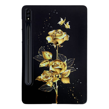 For Samsung Galaxy Tab S7 / S8 Color Painting Pattern Smart Tablet TPU Case(Golden Rose) by buy2fix