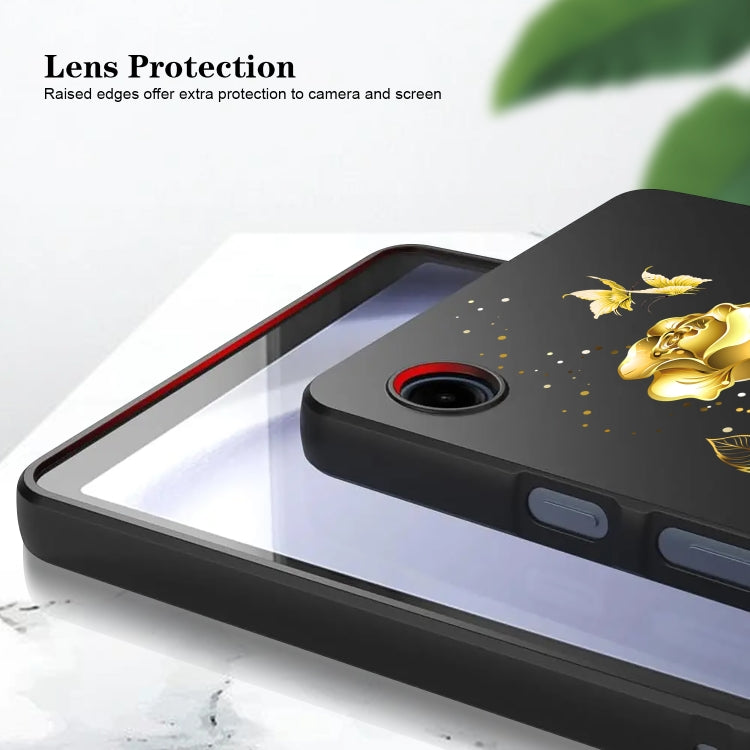 For Samsung Galaxy Tab S7 / S8 Color Painting Pattern Smart Tablet TPU Case(Golden Rose) by buy2fix