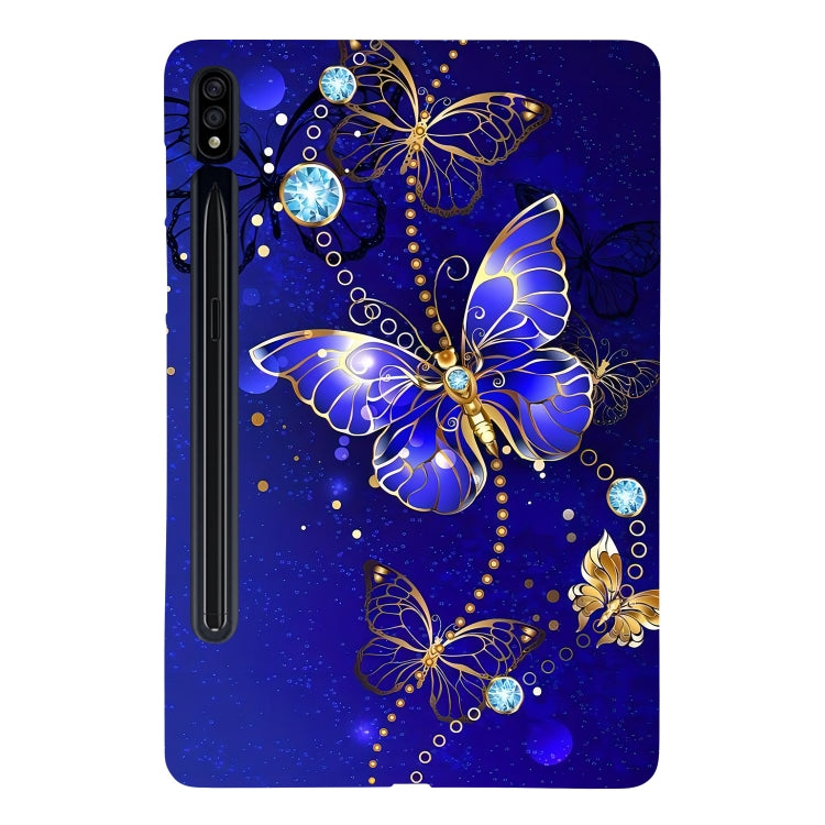 For Samsung Galaxy Tab S7 / S8 Color Painting Pattern Smart Tablet TPU Case(Blue Butterfly) by buy2fix