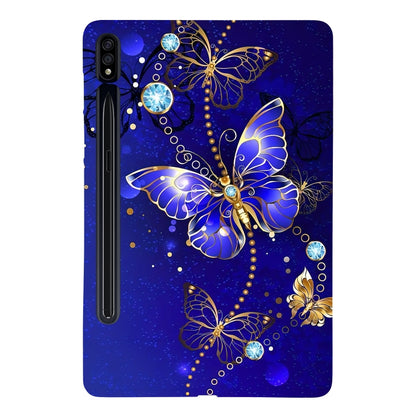 For Samsung Galaxy Tab S7 / S8 Color Painting Pattern Smart Tablet TPU Case(Blue Butterfly) by buy2fix